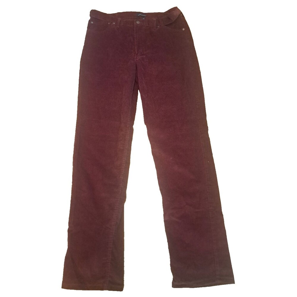 Mens Lands End Corduroy Pants Burgundy Red 37x36 Traditional Fit Retro Hipster